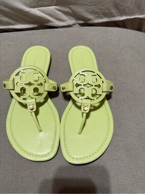 Tory Burch Neon Lime Miller Logo Thong Sandals